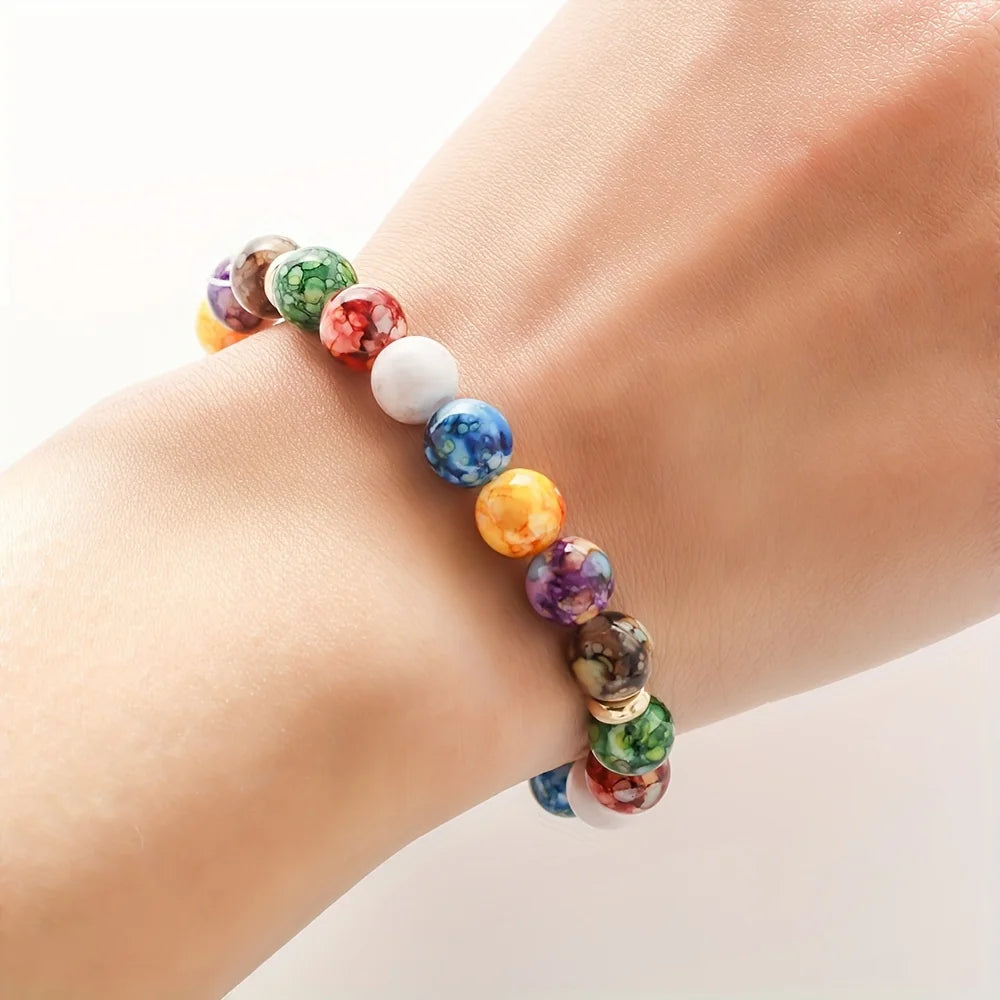 7 Chakra Reiki Healing Stone Bracelet Yoga Balance Energy Imitate Volcanic Stone Beads Jewelry Handmade DIY Beaded Bracelets