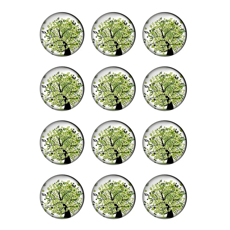 12-pieces Colorful Tree of Life Glass Cabochons