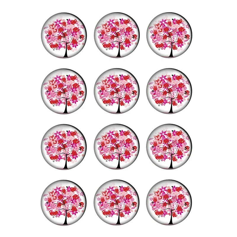 12-pieces Colorful Tree of Life Glass Cabochons