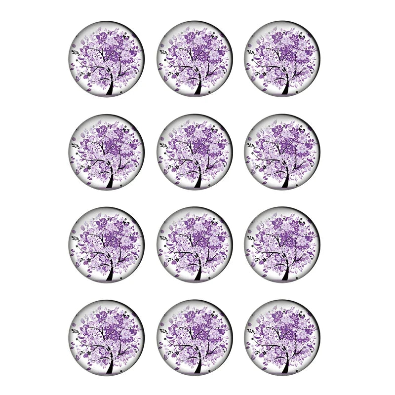 12-pieces Colorful Tree of Life Glass Cabochons