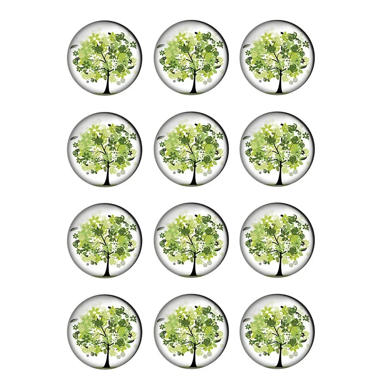12-pieces Colorful Tree of Life Glass Cabochons