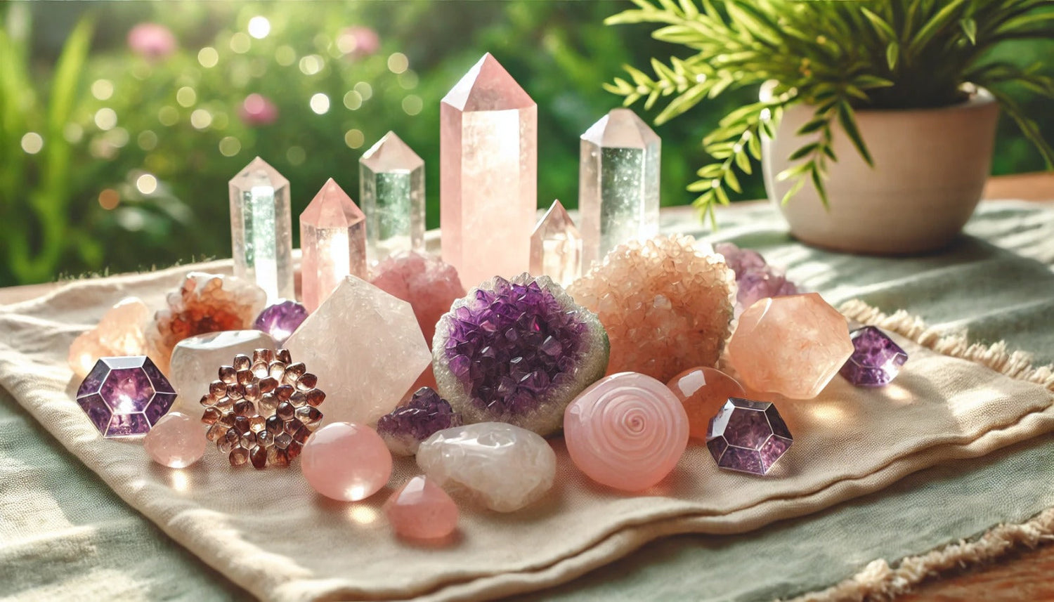 Healing crystals and stones for Reiki and chakra, enhancing mindfulness, peace, and happiness.