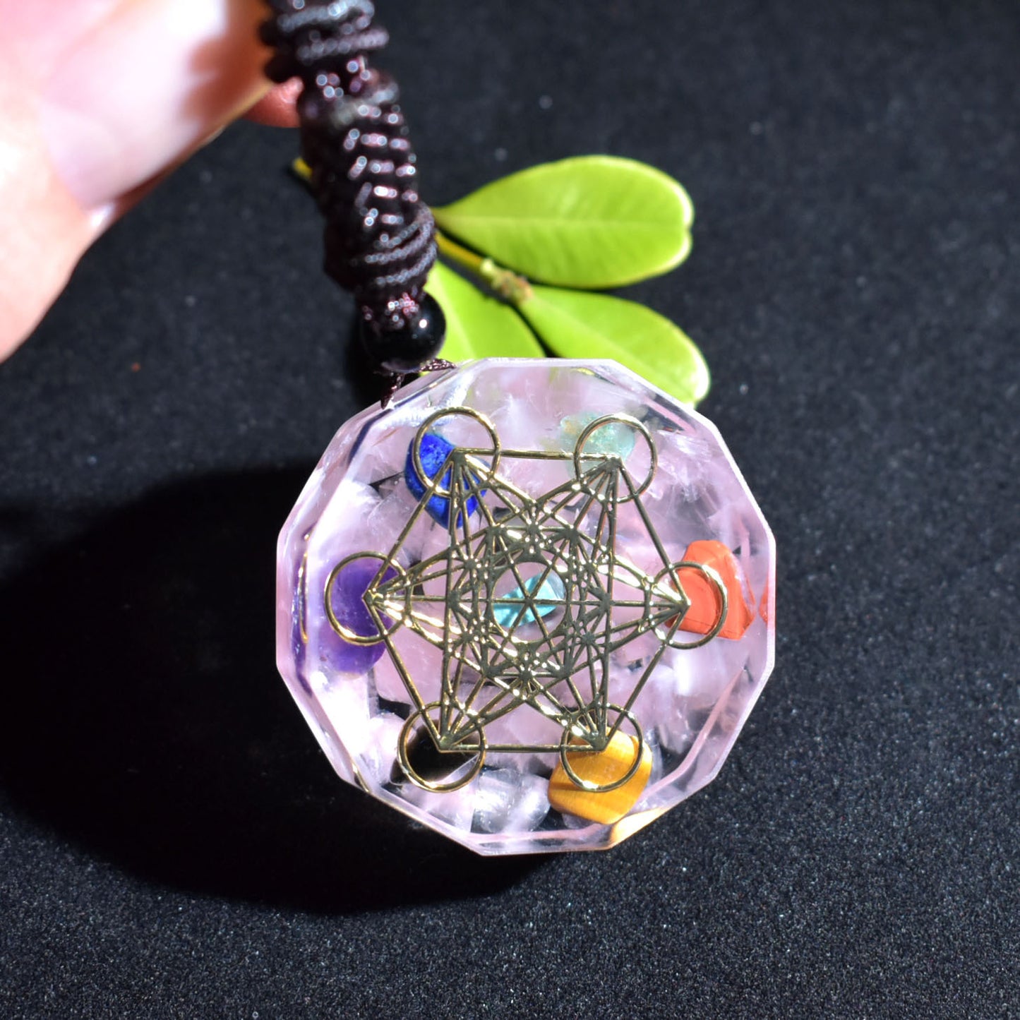 Chakra Reiki Healing Energy Orgonite Necklace with Crystal Gems