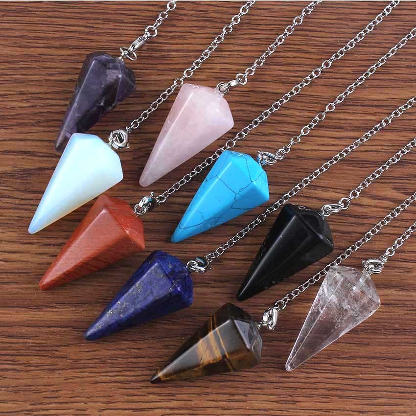 Natural Crystal Hexagonal Cone Pendant