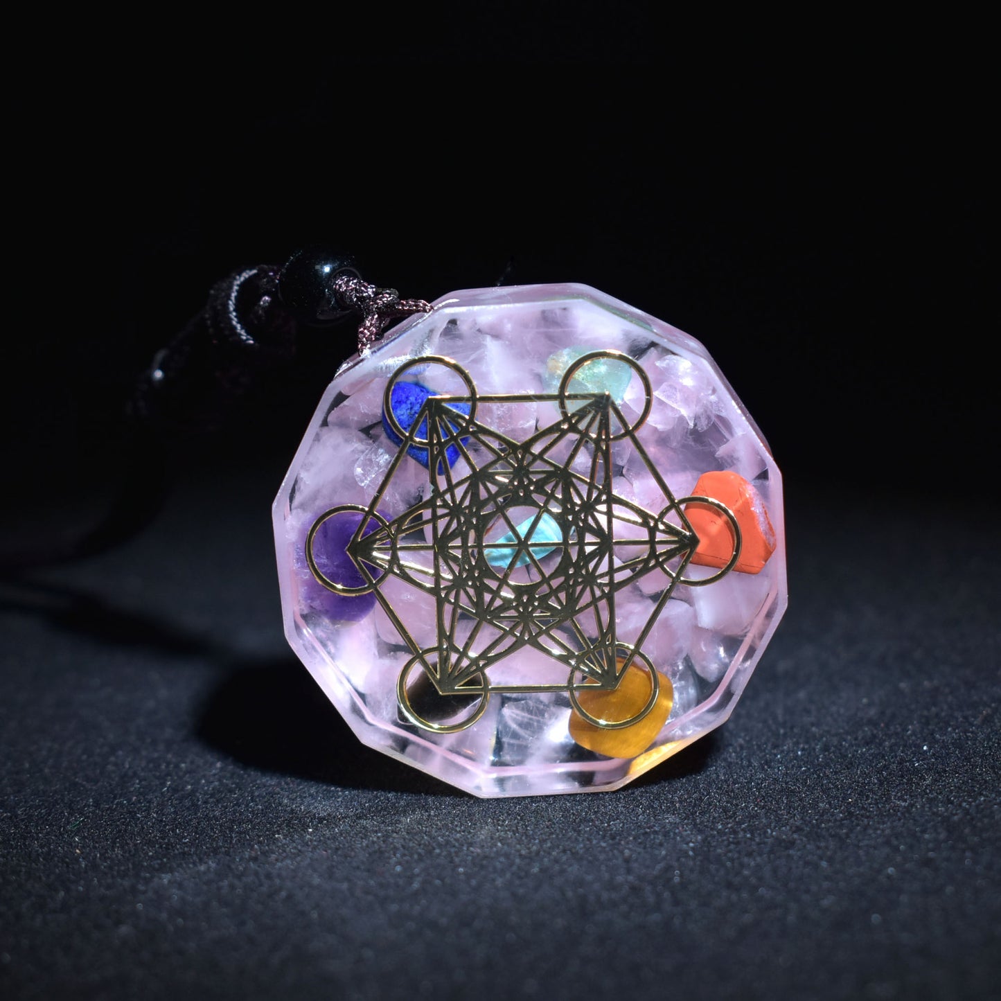 Chakra Reiki Healing Energy Orgonite Necklace with Crystal Gems