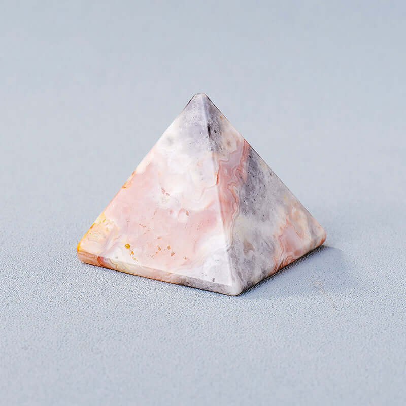 Geometric crystal stone pyramid ornament for meditation and mindfulness, made from natural crystal, energy generator.