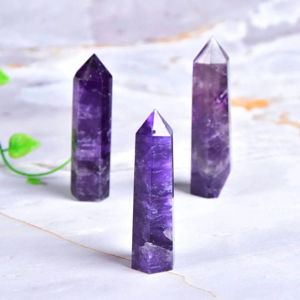 Natural Amethyst Point Crystal – Healing Energy Stone, Polished Quartz Craft for Home Decor