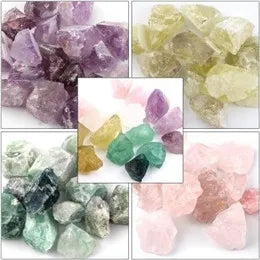 Natural Crystal Stones – Irregular Rose Quartz, Amethyst, and Fluorite Mineral Rocks for Reiki Healing and Home Decor