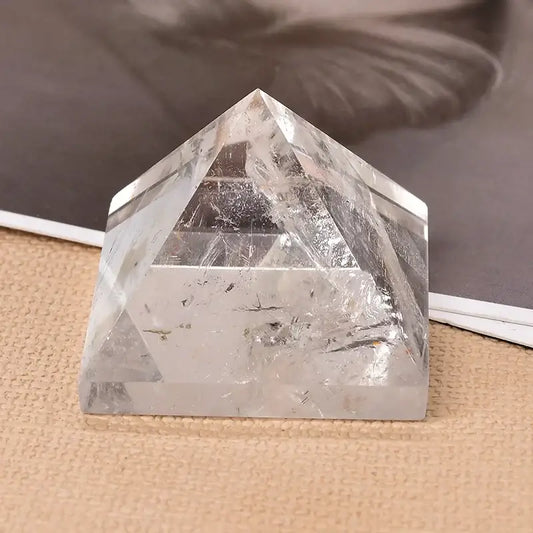 Natural Clear Quartz Pyramid – Healing Stone for Chakra and Reiki, Crystal Point Tower for Meditation and Home Decor