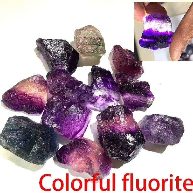 Natural Crystal Stones – Irregular Rose Quartz, Amethyst, and Fluorite Mineral Rocks for Reiki Healing and Home Decor