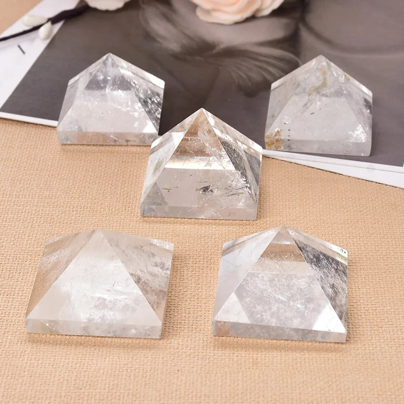 Natural Clear Quartz Pyramid – Healing Stone for Chakra and Reiki, Crystal Point Tower for Meditation and Home Decor