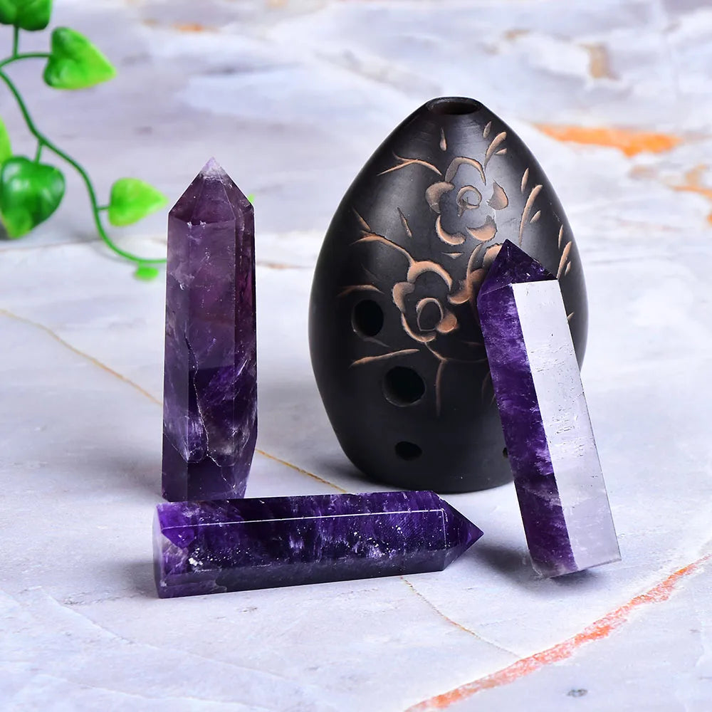 Natural Amethyst Point Crystal – Healing Energy Stone, Polished Quartz Craft for Home Decor