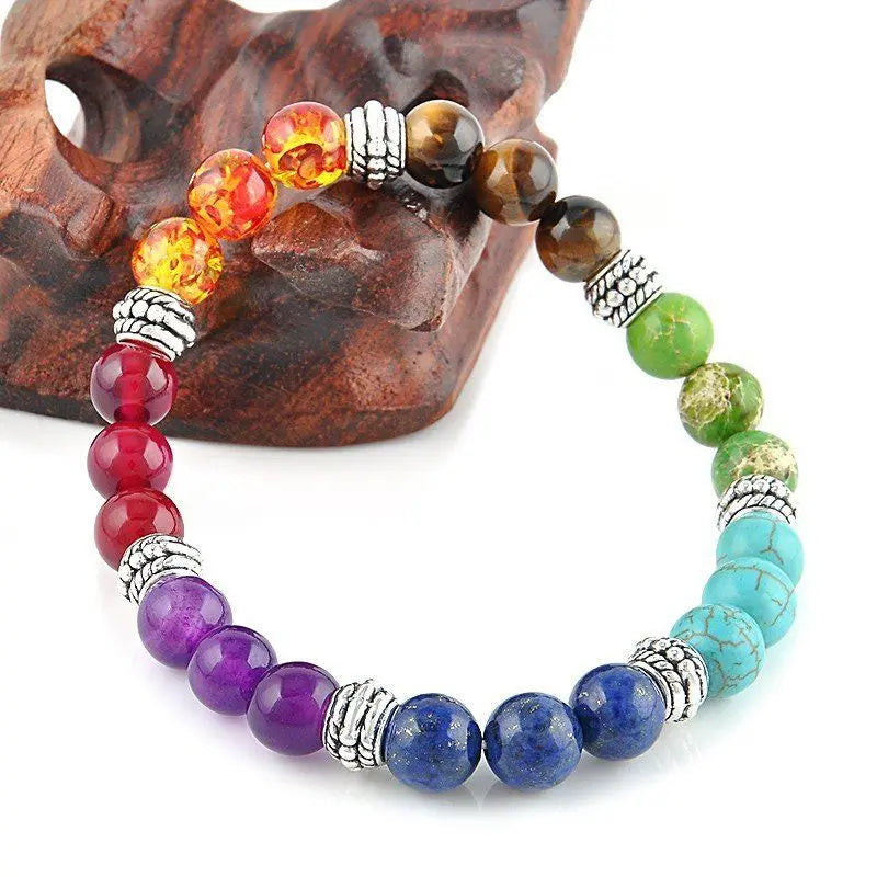 7 Chakra Gem Stone Beads Pendant Necklace Women Yoga Reiki Healing Balancing Maxi Chakra Natural Stone Necklace