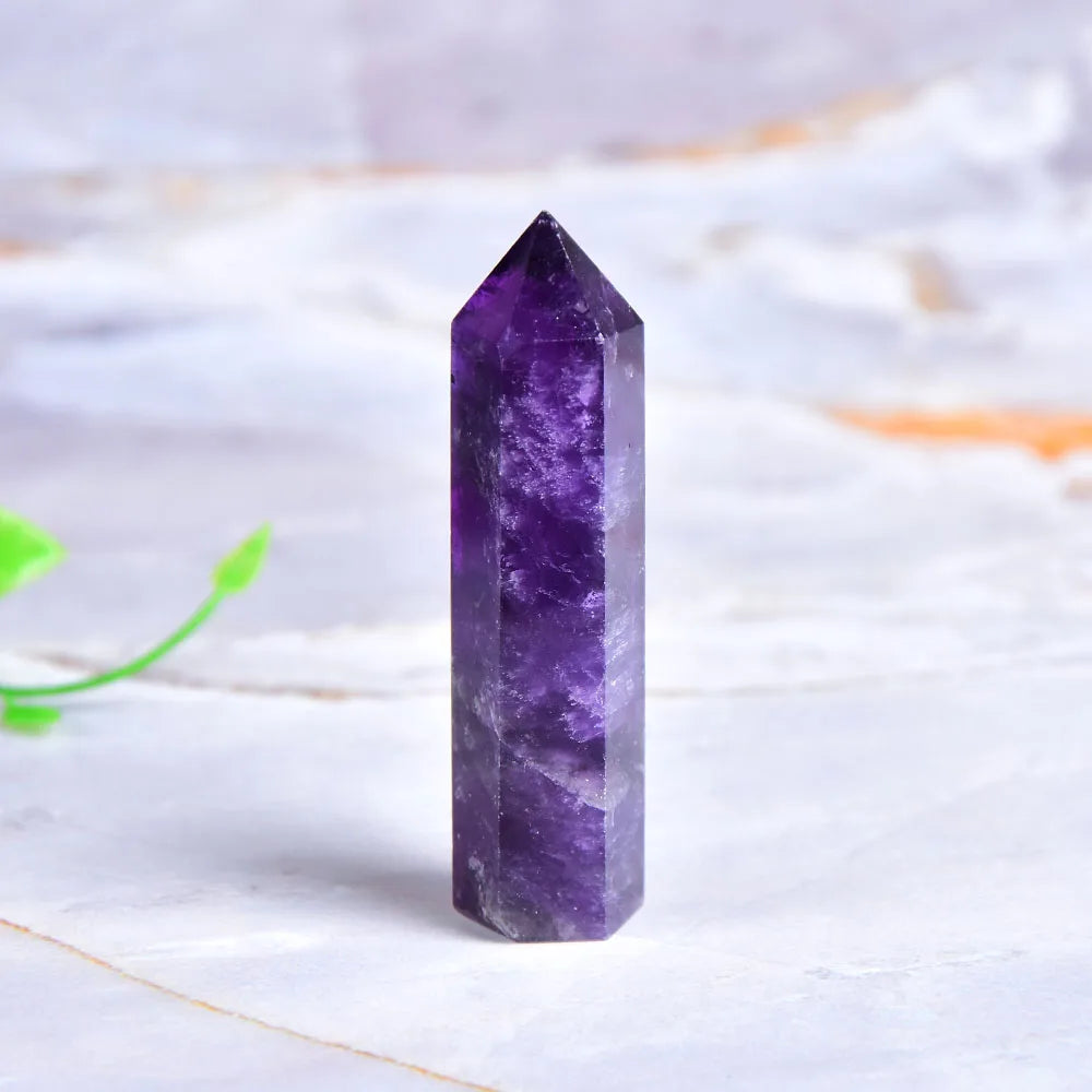 Natural Amethyst Point Crystal – Healing Energy Stone, Polished Quartz Craft for Home Decor