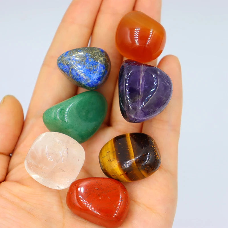 7-Pieces Natural Crystal Set – Polished Agate Energy Stones for Yoga and Chakra Healing