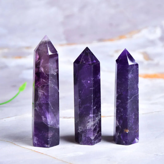 Natural Amethyst Point Crystal – Healing Energy Stone, Polished Quartz Craft for Home Decor