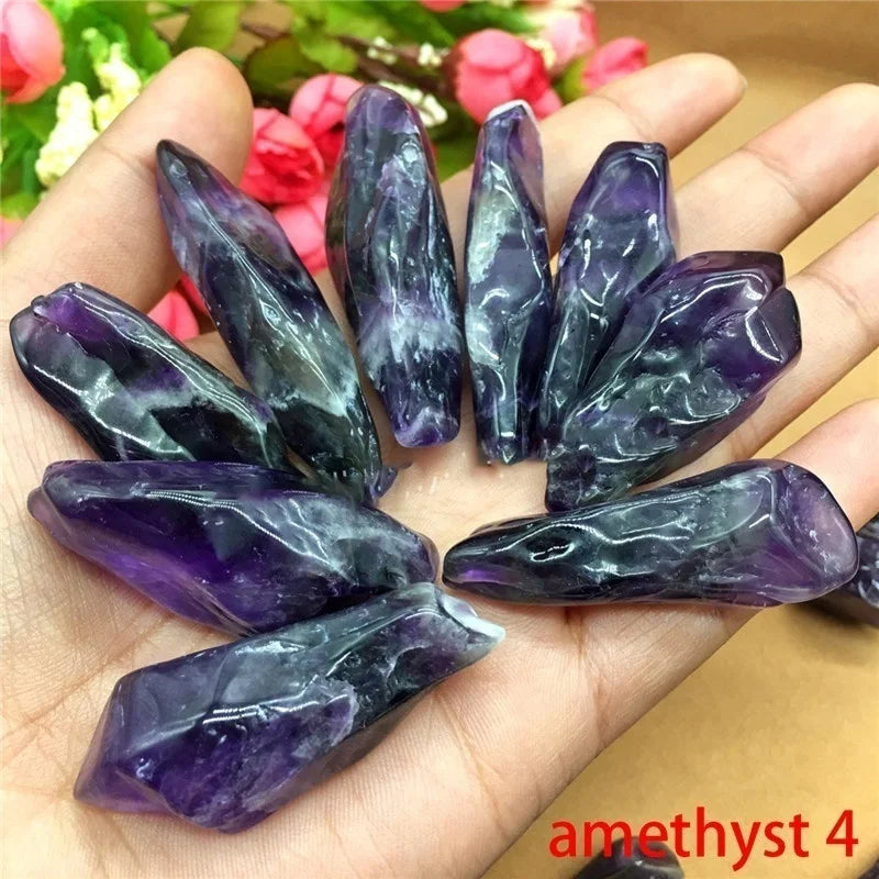 Natural Crystal Stones – Irregular Rose Quartz, Amethyst, and Fluorite Mineral Rocks for Reiki Healing and Home Decor