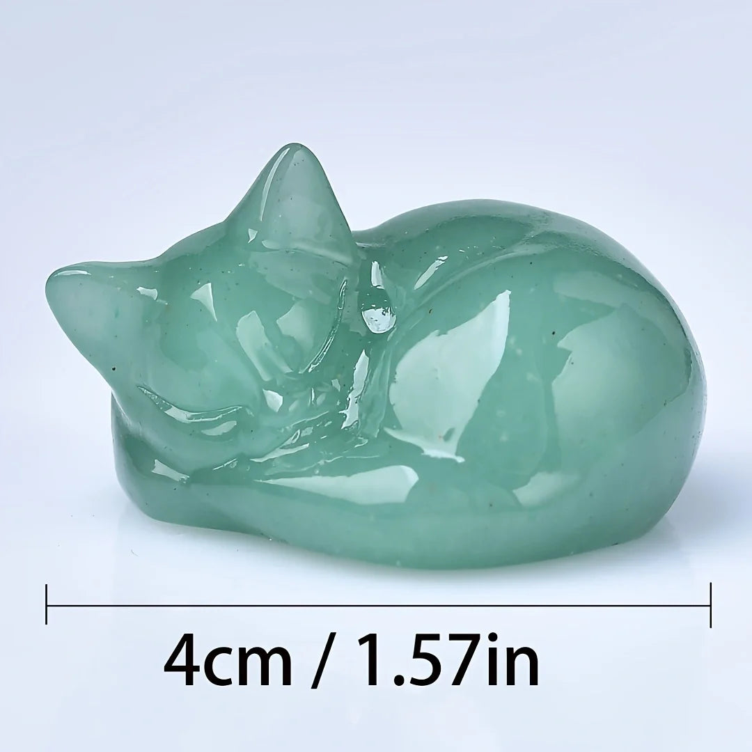 Natural Cupid Crystal Sleeping Cat Statue – Meditation Stone