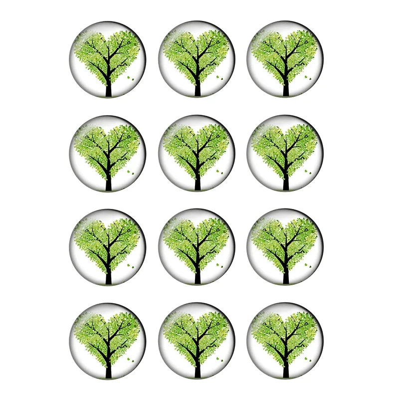 12-pieces Colorful Tree of Life Glass Cabochons