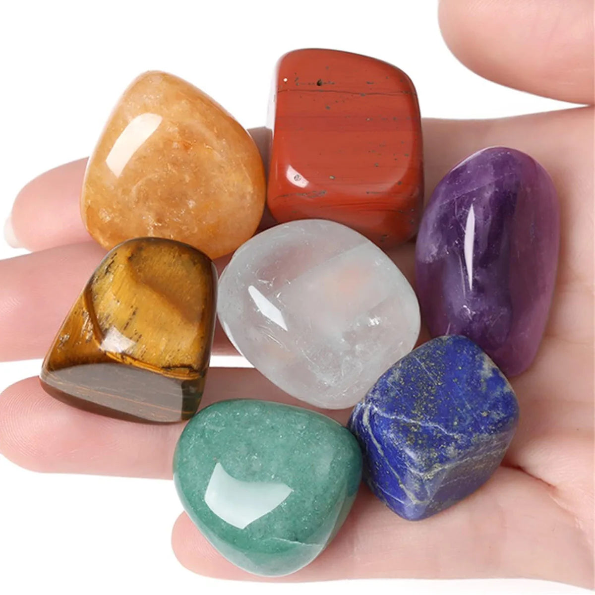 7-Pieces Natural Crystal and Healing Stone Set – Chakra Balance Stones for Spiritual Astrology, Yoga, and Reiki Energy