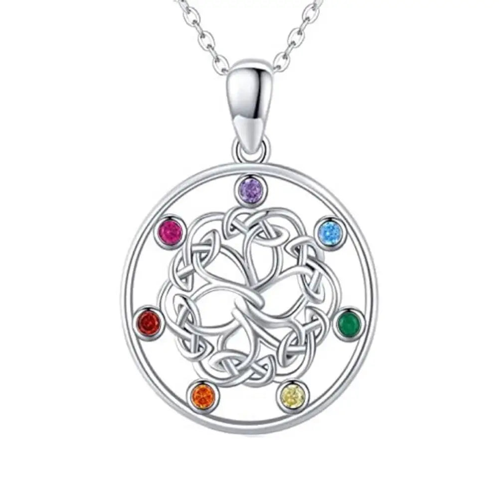 High-End Flower of Life Necklace – 7 Chakra Crystal Symbol & Buddhist Pendant