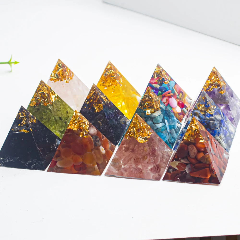 Natural Crystal Reiki Healing Pyramid Generator for Meditation and Home Decor