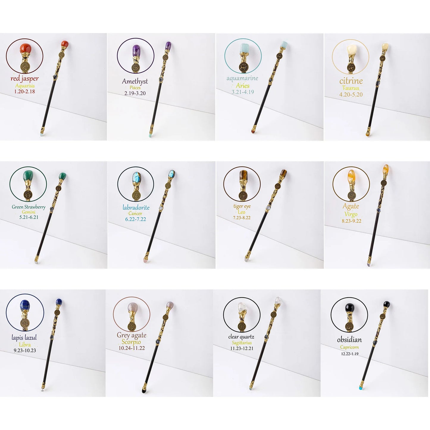 12 Constellation Crystal Wand – Magic Healing Gem for Home Decor