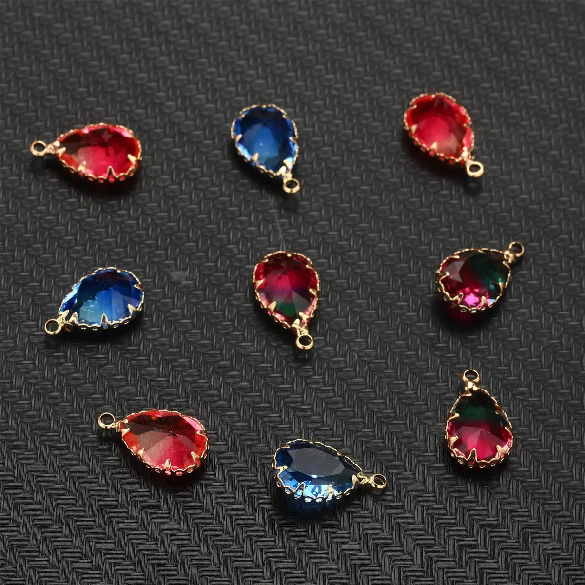 10pcs/lot Copper Colorful Crystal Water Drop Crystal Charms For Jewelry DIY Making Shining Crystal Pendant Accessories