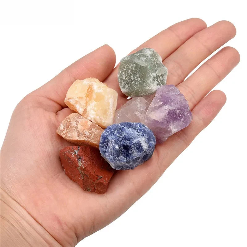 7-Pieces Natural Crystal and Healing Stone Set – Chakra Balance Stones for Spiritual Astrology, Yoga, and Reiki Energy