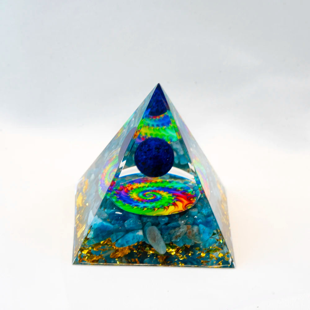 Natural Crystal Energy Generator Pyramid – Peridot and Amethyst Reiki Healing Chakra for Meditation and Home Decor