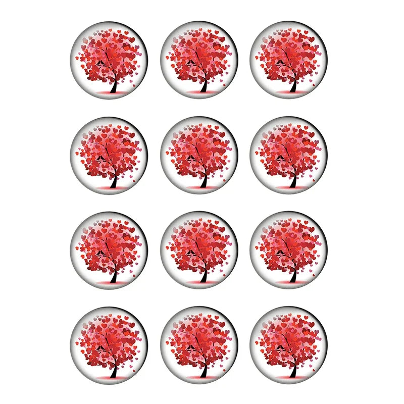 12-pieces Colorful Tree of Life Glass Cabochons