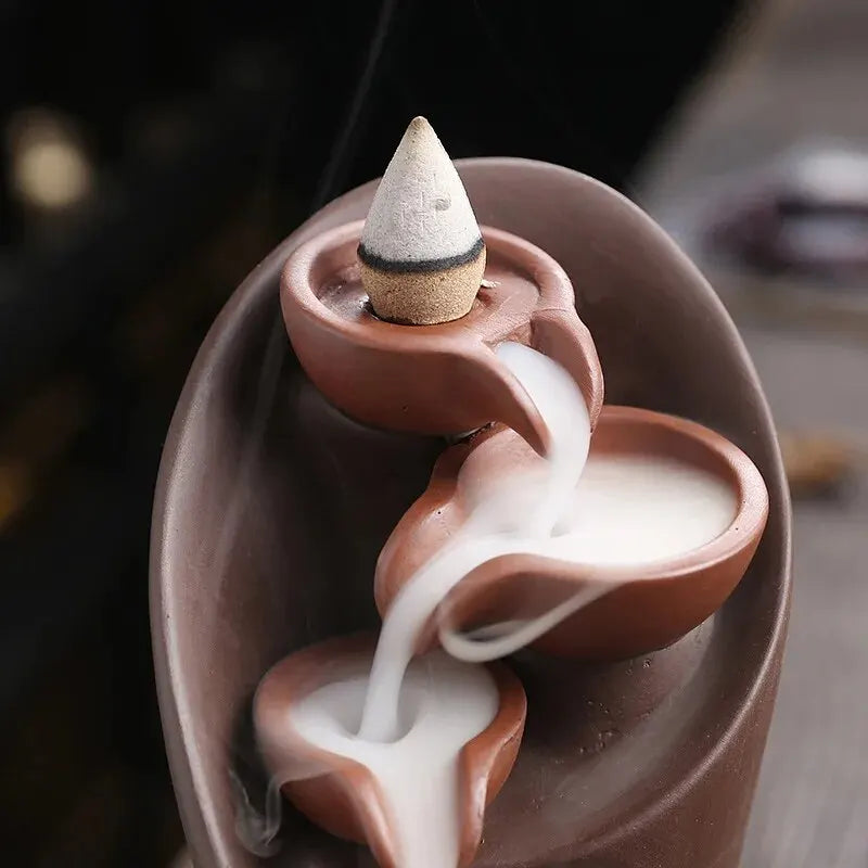 Ceramic Waterfall Incense Burner - Peace & Mindfulness