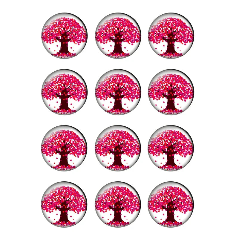 12-pieces Colorful Tree of Life Glass Cabochons