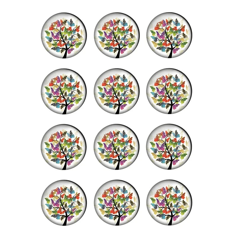 12-pieces Colorful Tree of Life Glass Cabochons