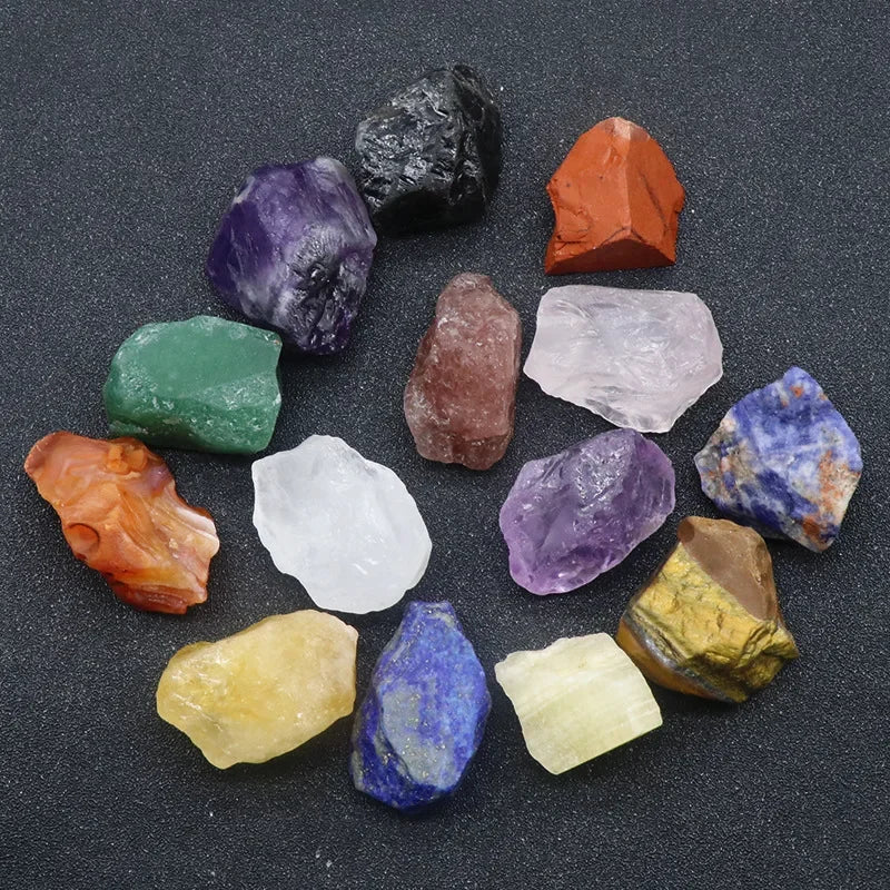 Natural Crystal Stones – Irregular Rose Quartz, Amethyst, and Fluorite Mineral Rocks for Reiki Healing and Home Decor