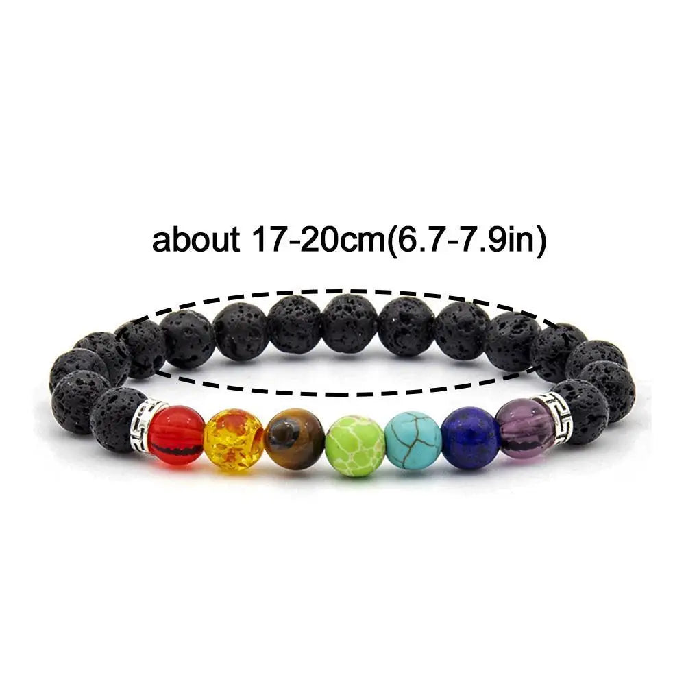 Colorful Stone Beaded Bracelet 7 Chakra Diffuser Bracelets Men Women Natural Lava Stone Crystal Healing Anxiety Jewelry Mandala