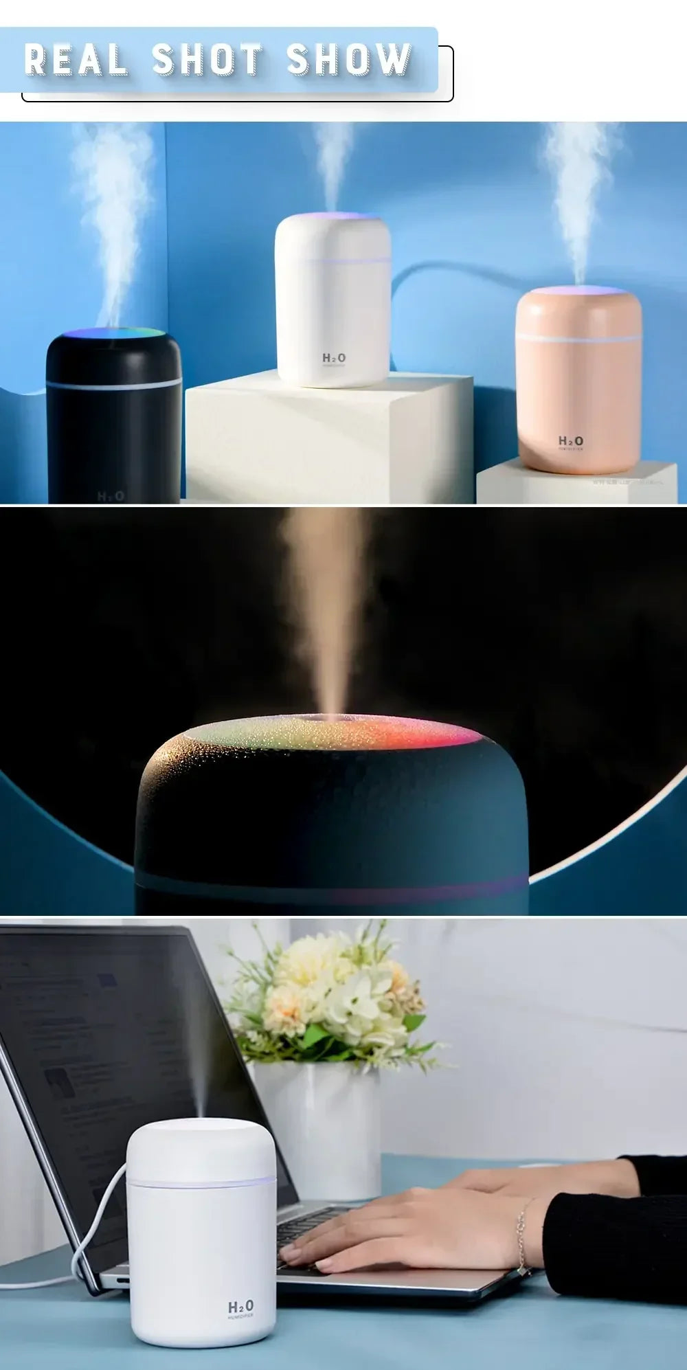 Compact LED Mini Humidifier & Essential Oil Diffuser