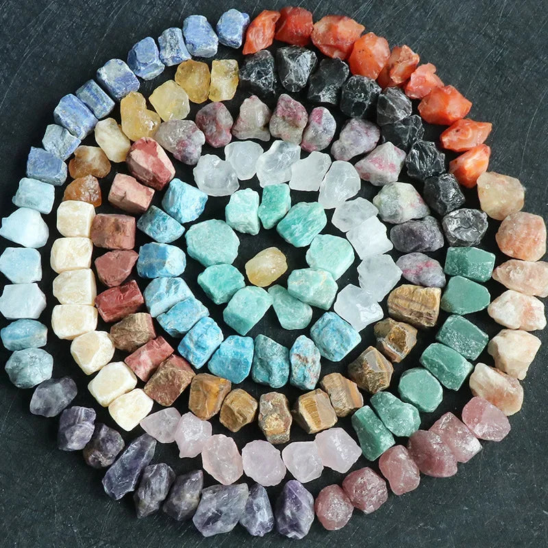 Natural Crystal Stones – Irregular Rose Quartz, Amethyst, and Fluorite Mineral Rocks for Reiki Healing and Home Decor