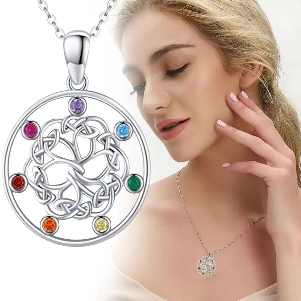 High-End Flower of Life Necklace – 7 Chakra Crystal Symbol & Buddhist Pendant