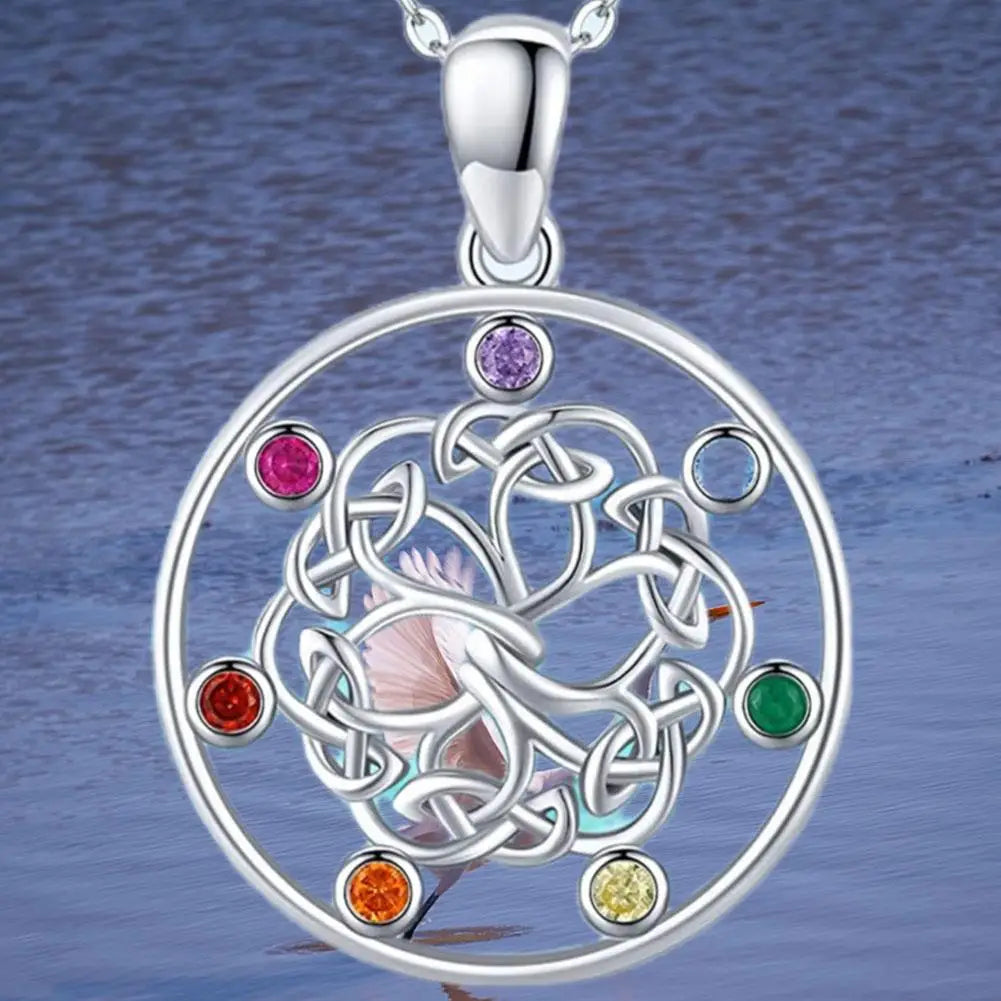 High-End Flower of Life Necklace – 7 Chakra Crystal Symbol & Buddhist Pendant