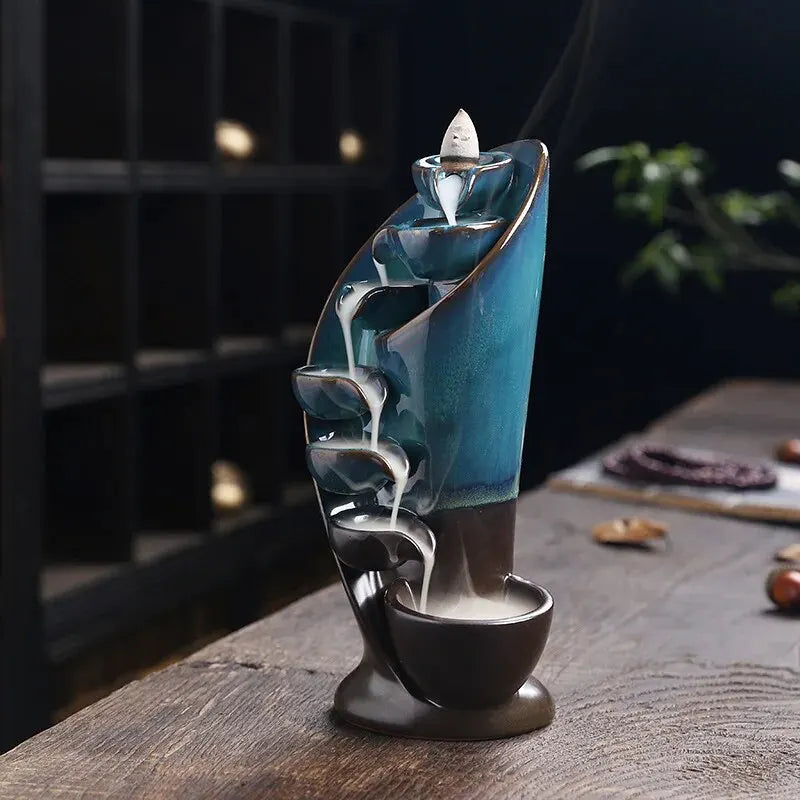 Ceramic Waterfall Incense Burner - Peace & Mindfulness