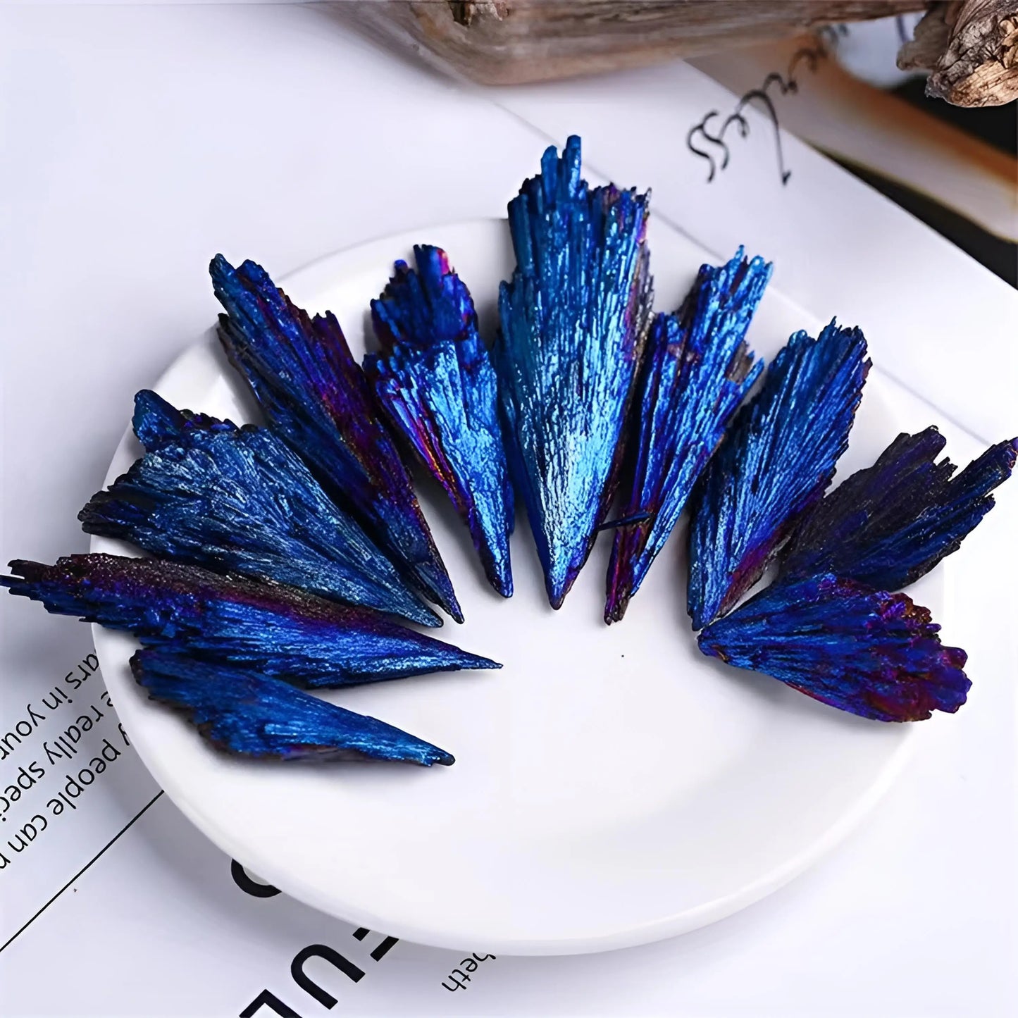 Natural Black Tourmaline Electroplated Quartz Titanium Coated Crystal Mineral Specimen Room Decor Peacock Feather Healing Rocks