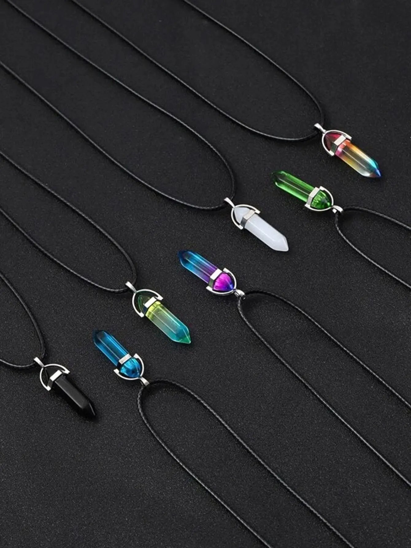 7-Pieces Necklace Set of Healing Hexagonal Crystals