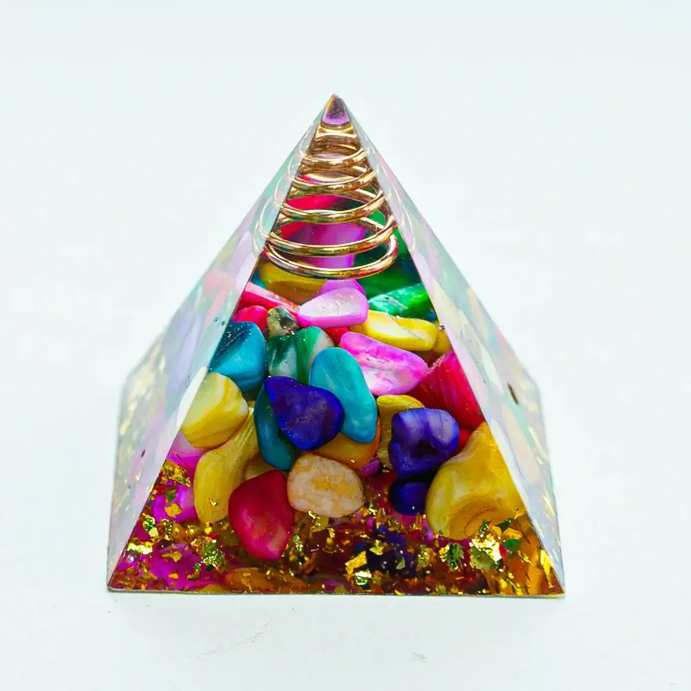 Energy Pyramid Orgonite – Natural Amethyst Quartz Crystal Reiki Healing Chakra