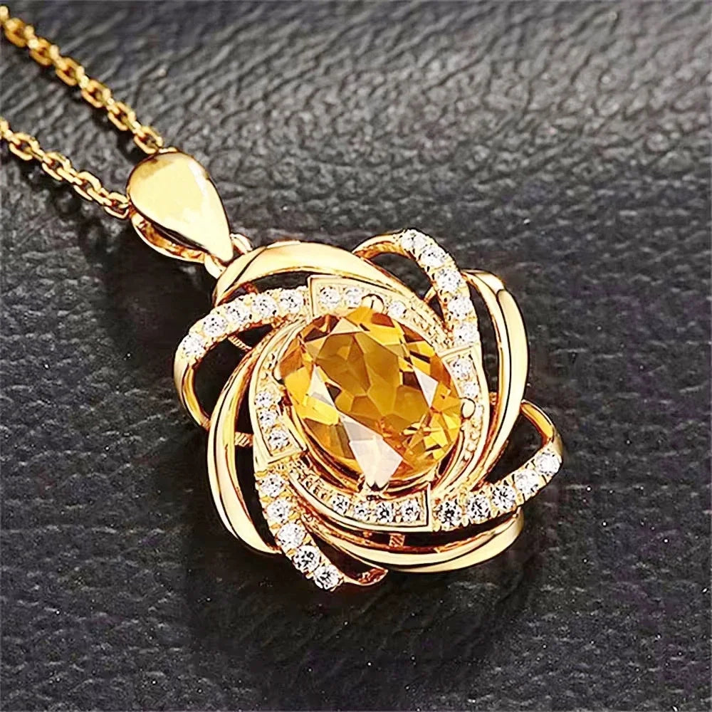 Midas King Citrine Jewelry Pendant Necklace Ladies