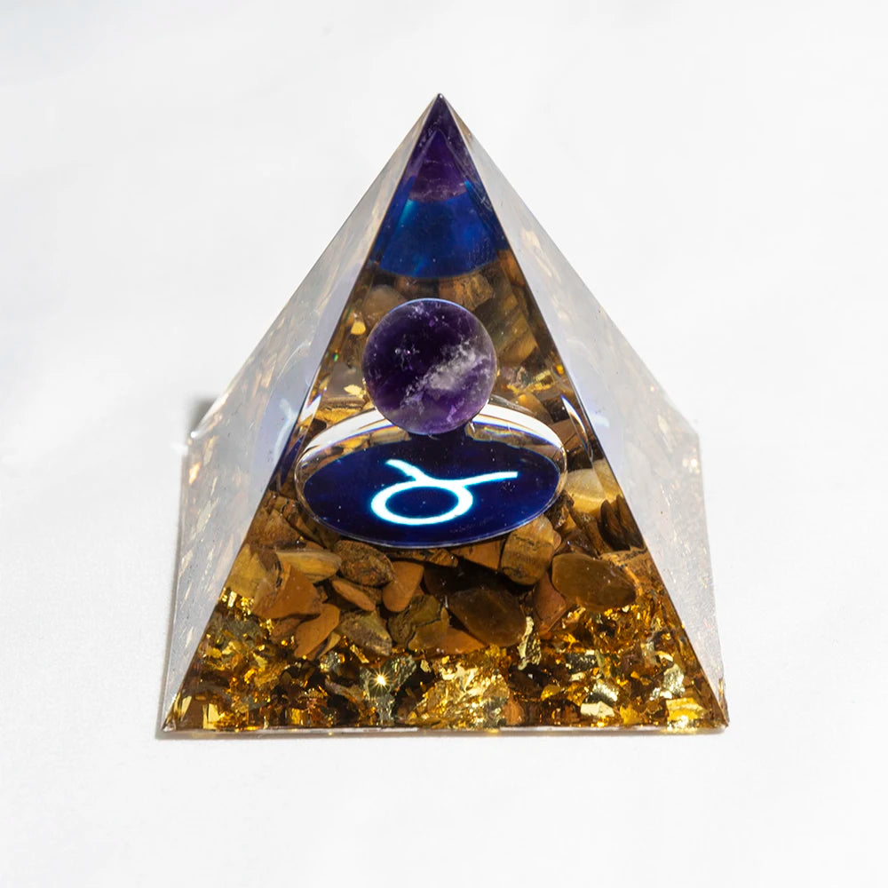 Natural Crystal Energy Generator Pyramid – Peridot and Amethyst Reiki Healing Chakra for Meditation and Home Decor