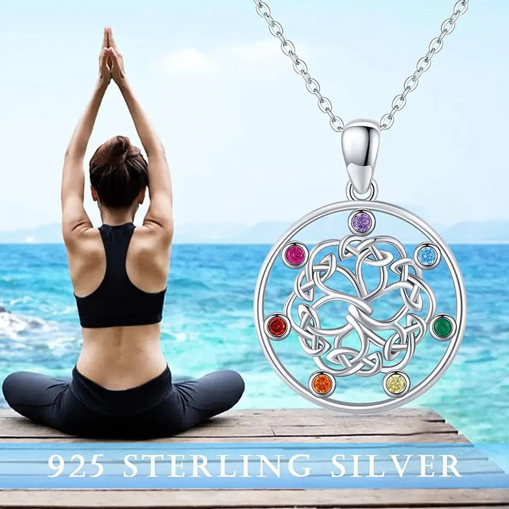 High-End Flower of Life Necklace – 7 Chakra Crystal Symbol & Buddhist Pendant