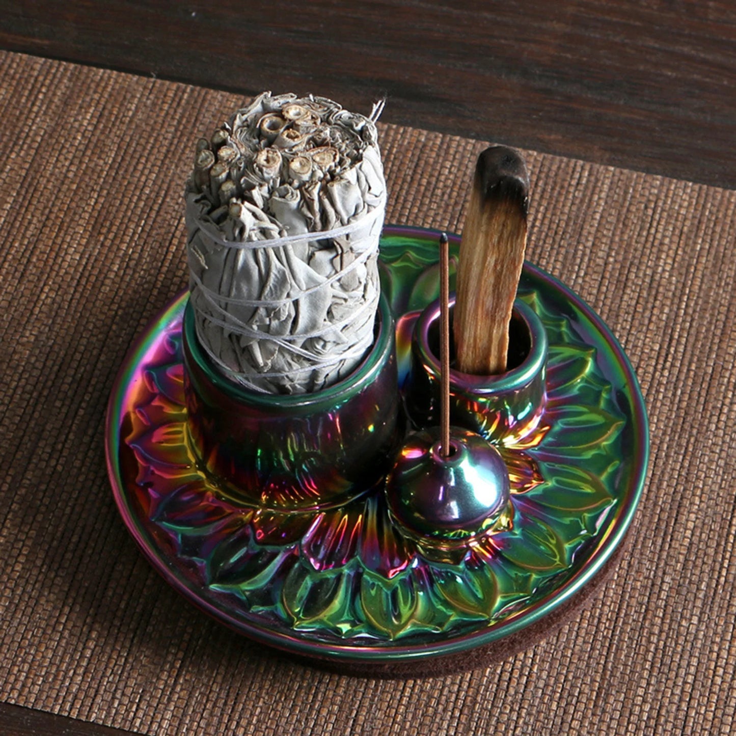 4-in-1 Candle and Sage Holder Incense Burner