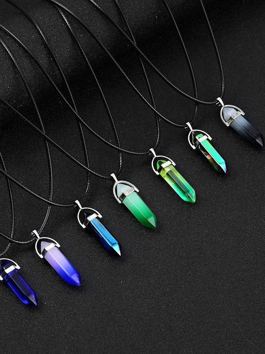 7-Pieces Necklace Set of Healing Hexagonal Crystals