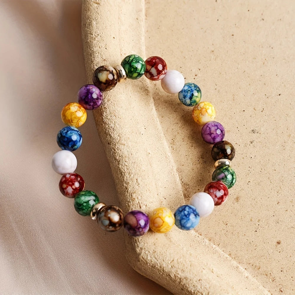 7 Chakra Reiki Healing Stone Bracelet Yoga Balance Energy Imitate Volcanic Stone Beads Jewelry Handmade DIY Beaded Bracelets